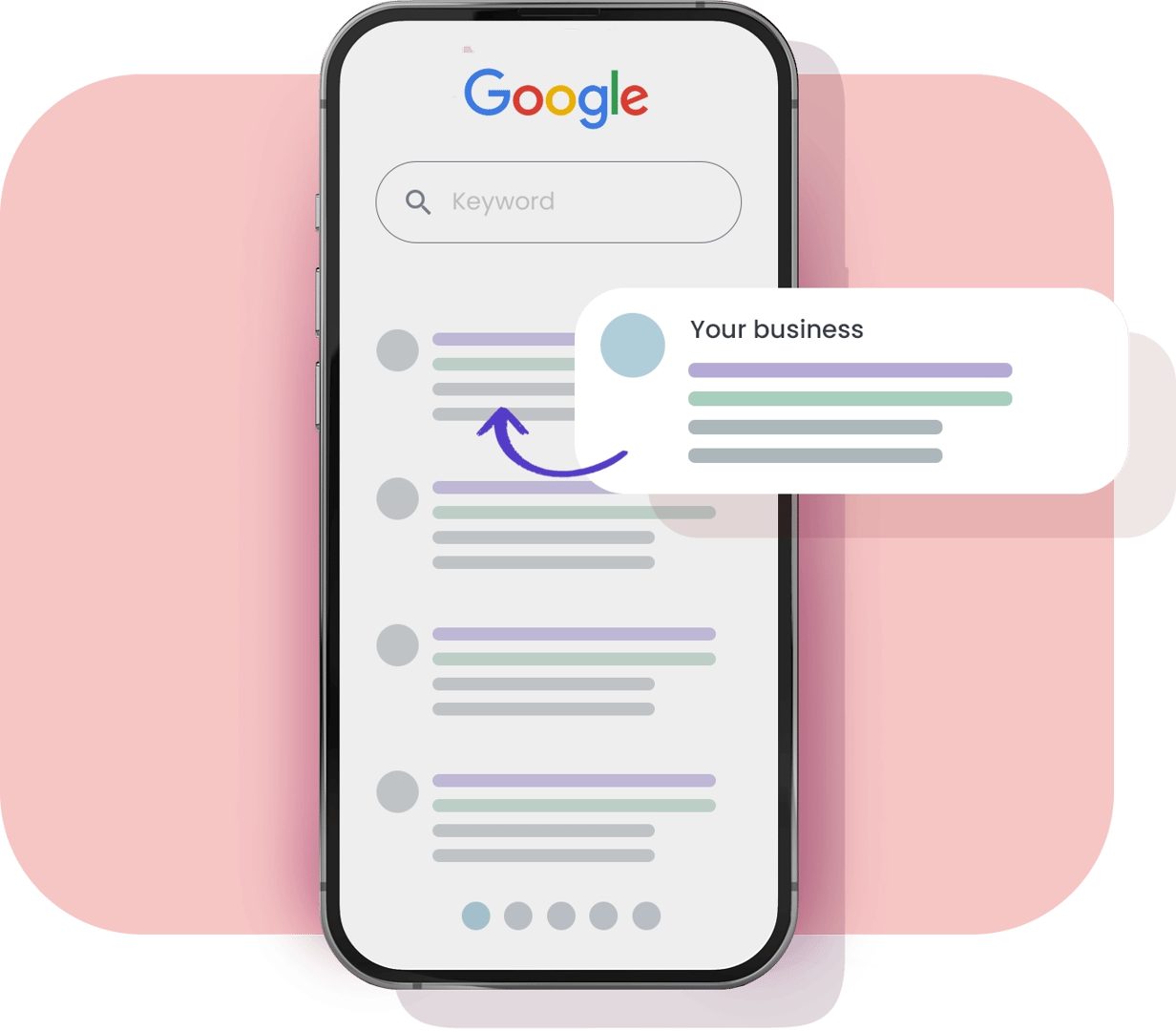 Mobil mockup medSEO-statistik