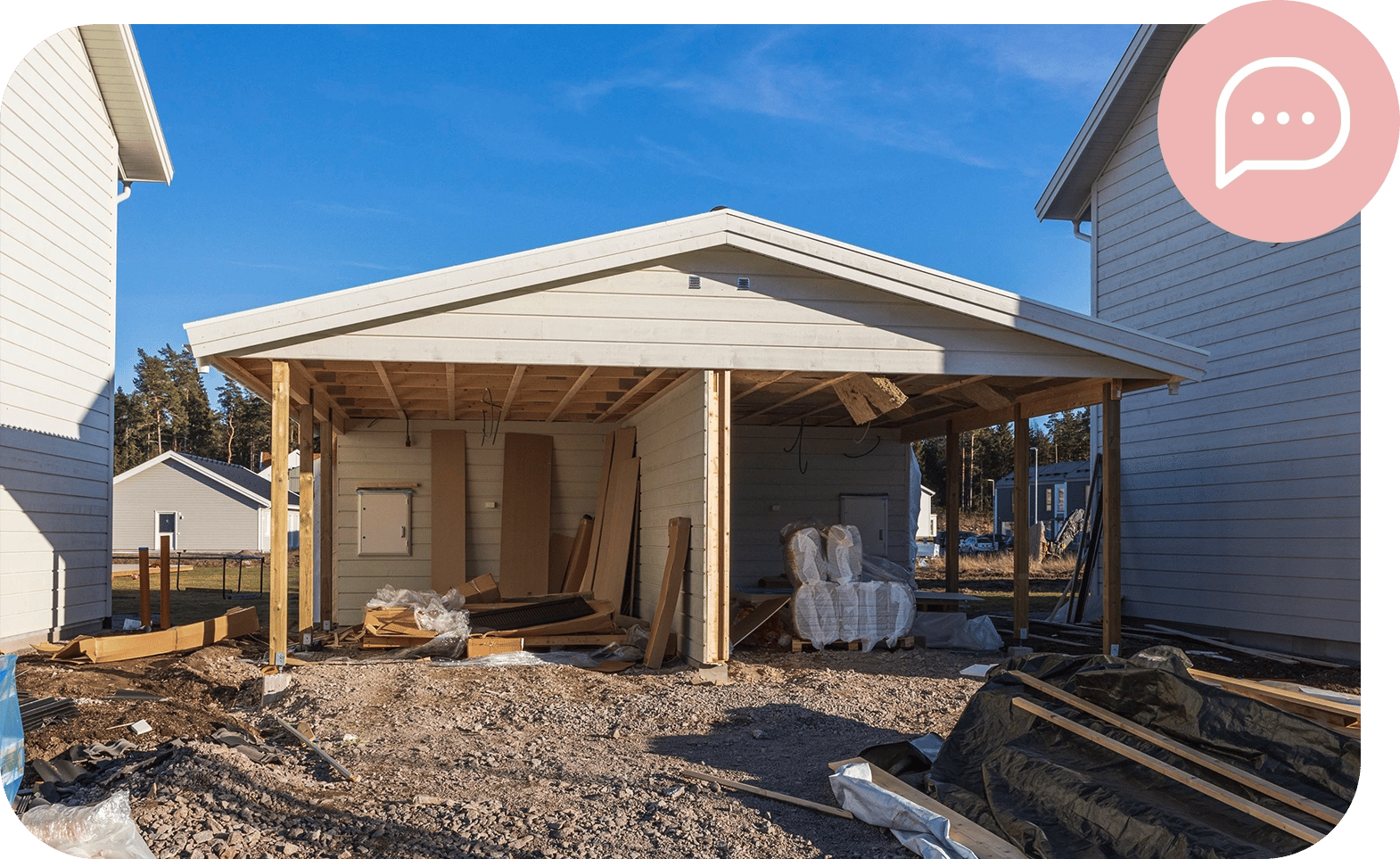 Bild på ett hus under byggnad