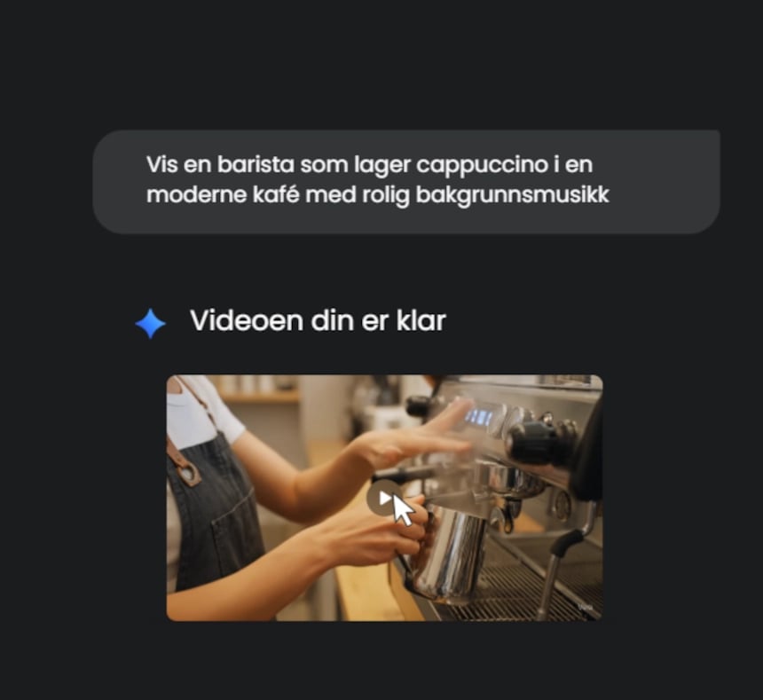 Prompt i Gemini-miljø og generert bilde.