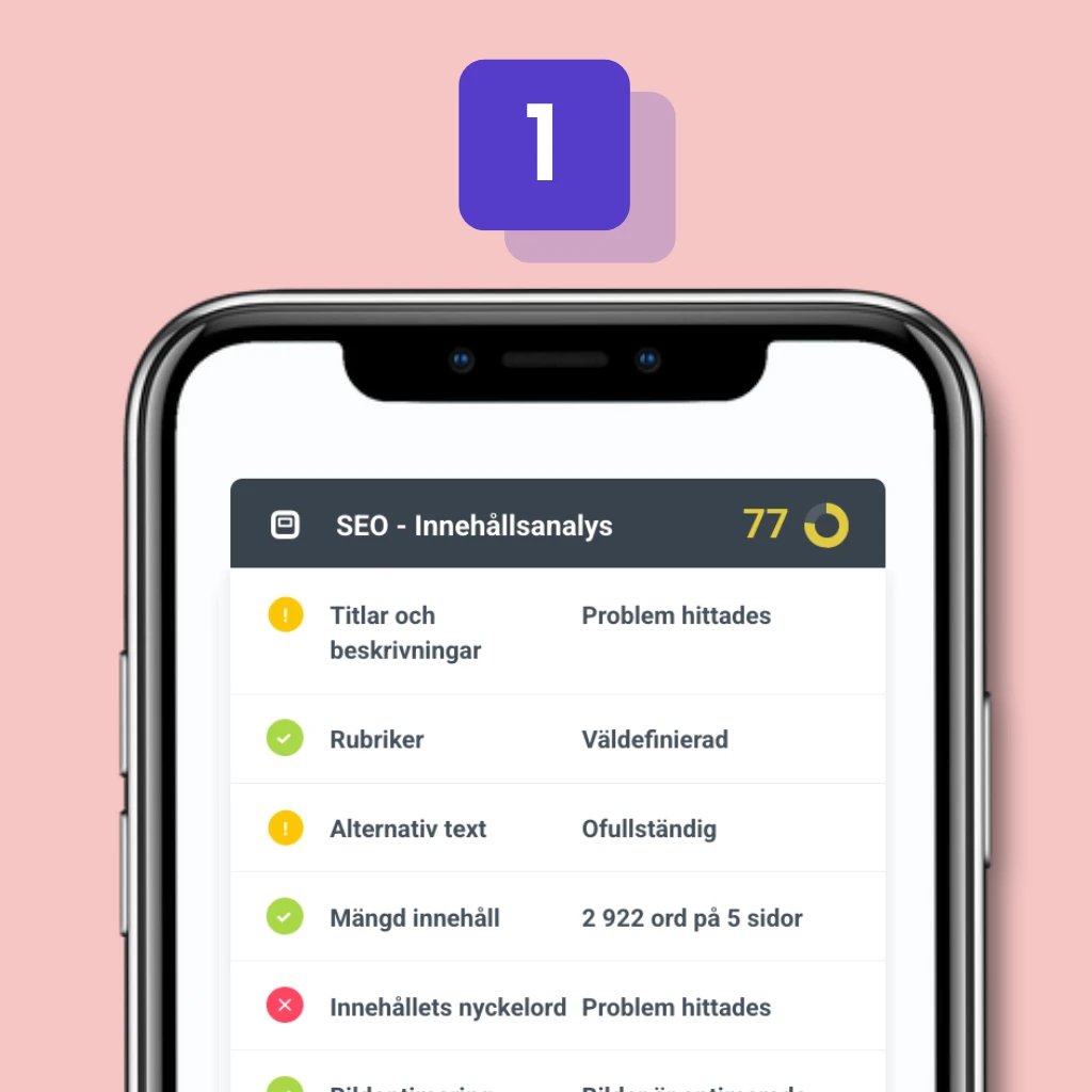 SEO Innehållsanalys - bild på telefon med siffror och text