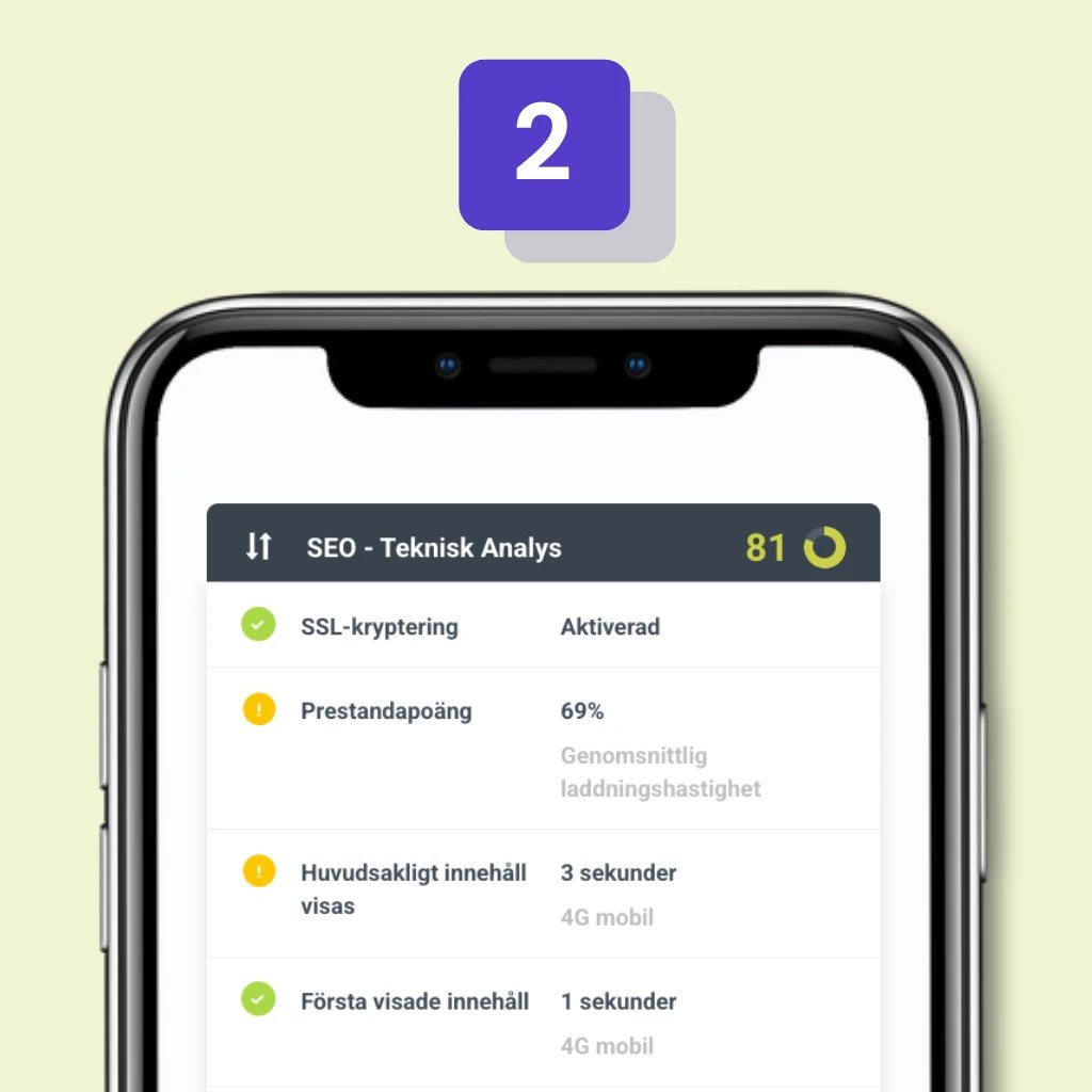 SEO Teknisk Analys - bild på mobiltelefon med siffror och text