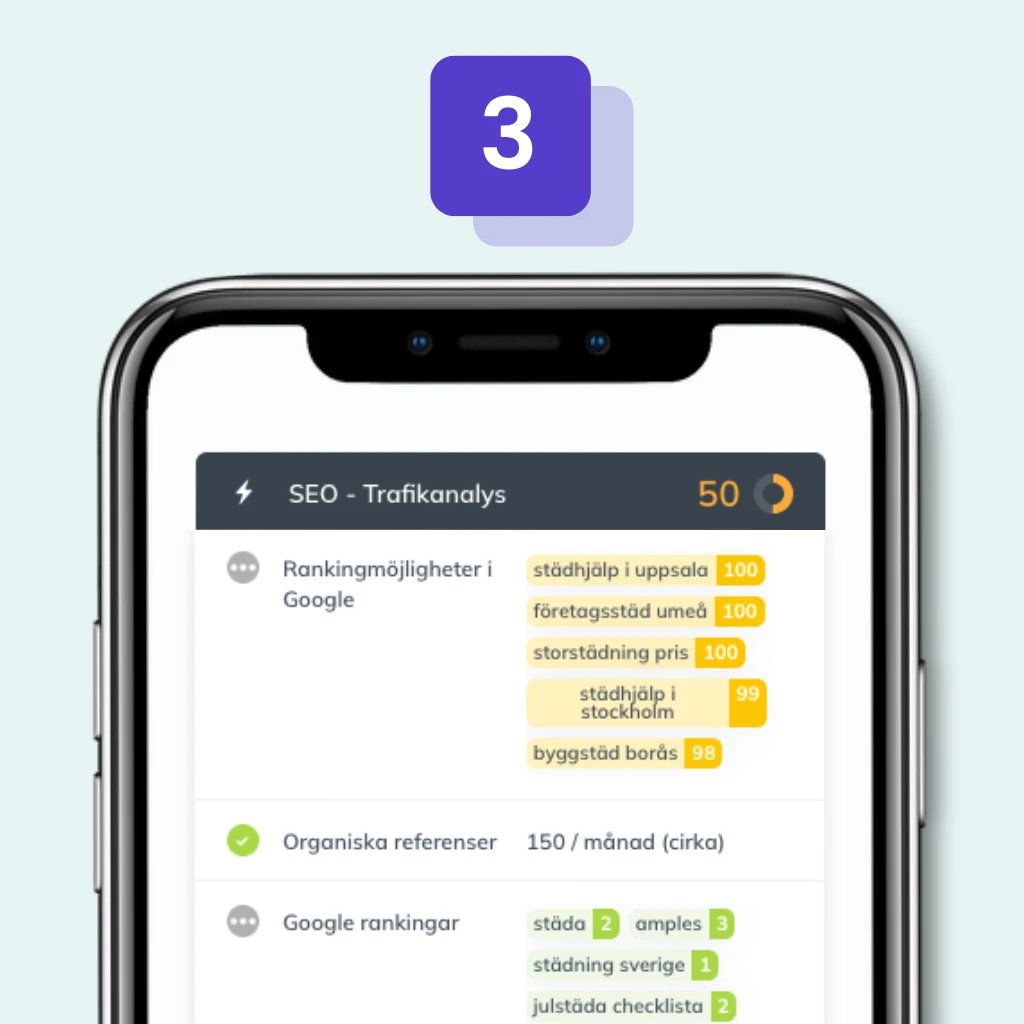 SEO Trafikanalys - bild på telefon med siffror och text