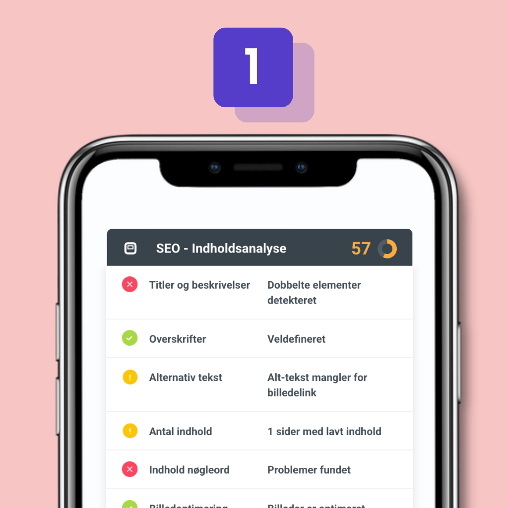 SEO indholdsanalyse – billede af en telefon med tal og tekst