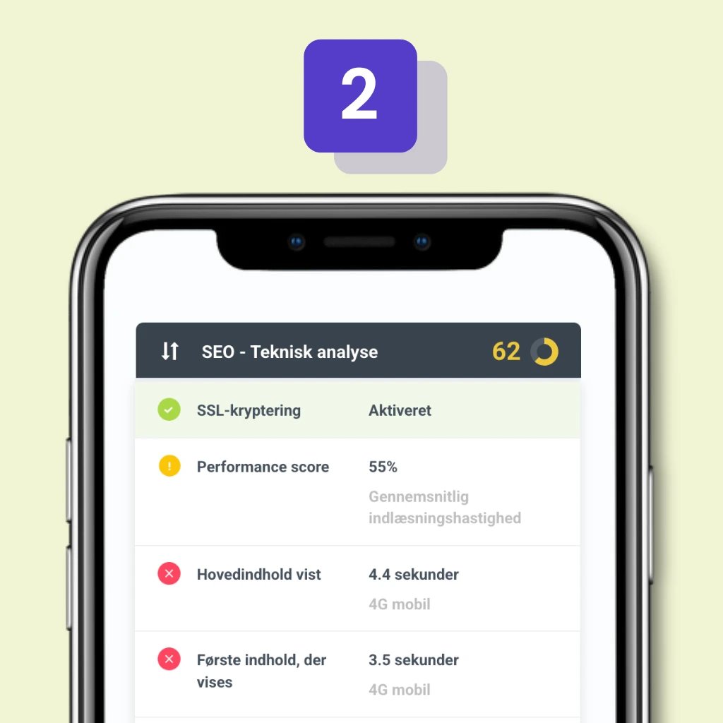 SEO teknisk analyse – billede af en mobiltelefon med tal og tekst