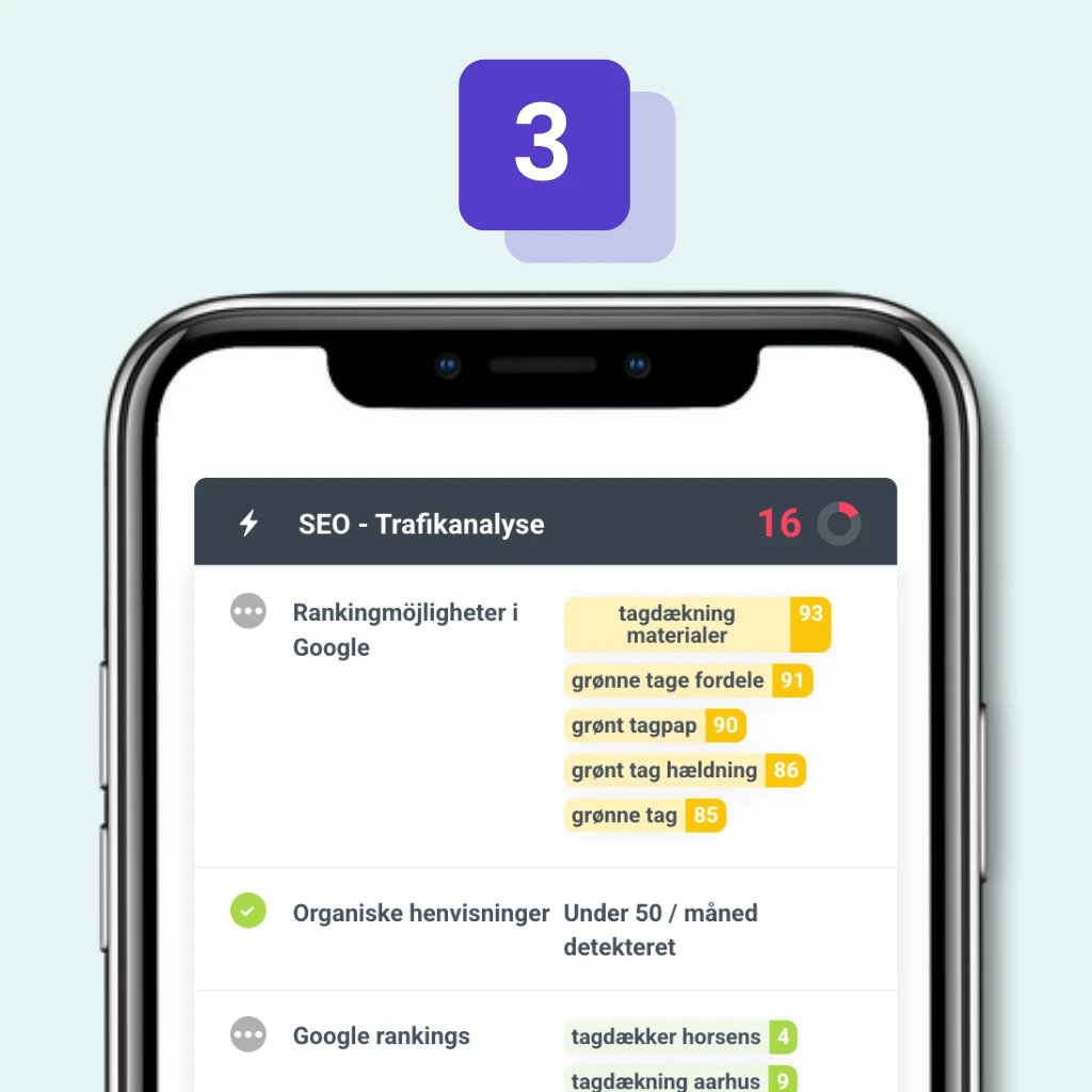 SEO trafikanalyse – billede af en telefon med tal og tekst