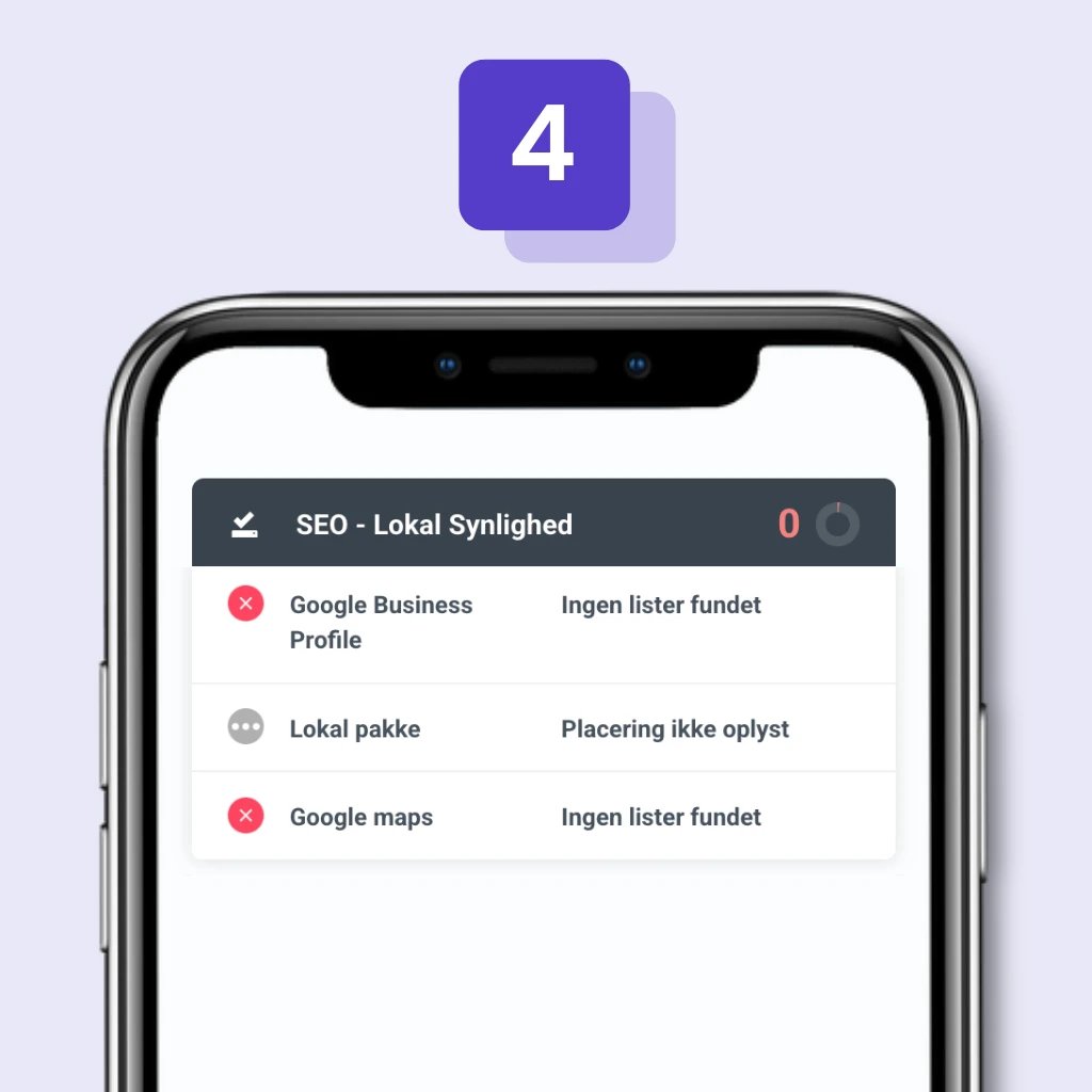 SEO lokal synlighed – billede af en telefon med tal og tekst
