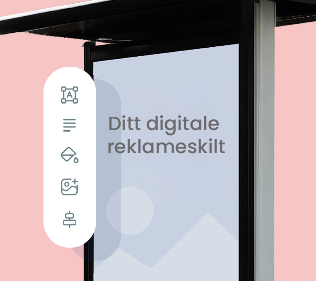 Nærbilde av en reklametavle og en sidekick
