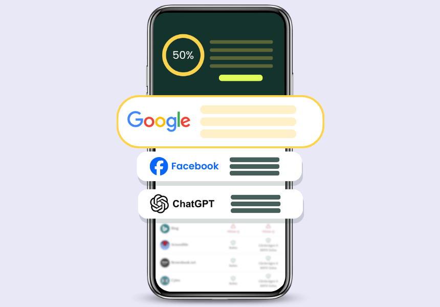 Mockup med mobil og populære nettsteder som vises i Nettsjekken.