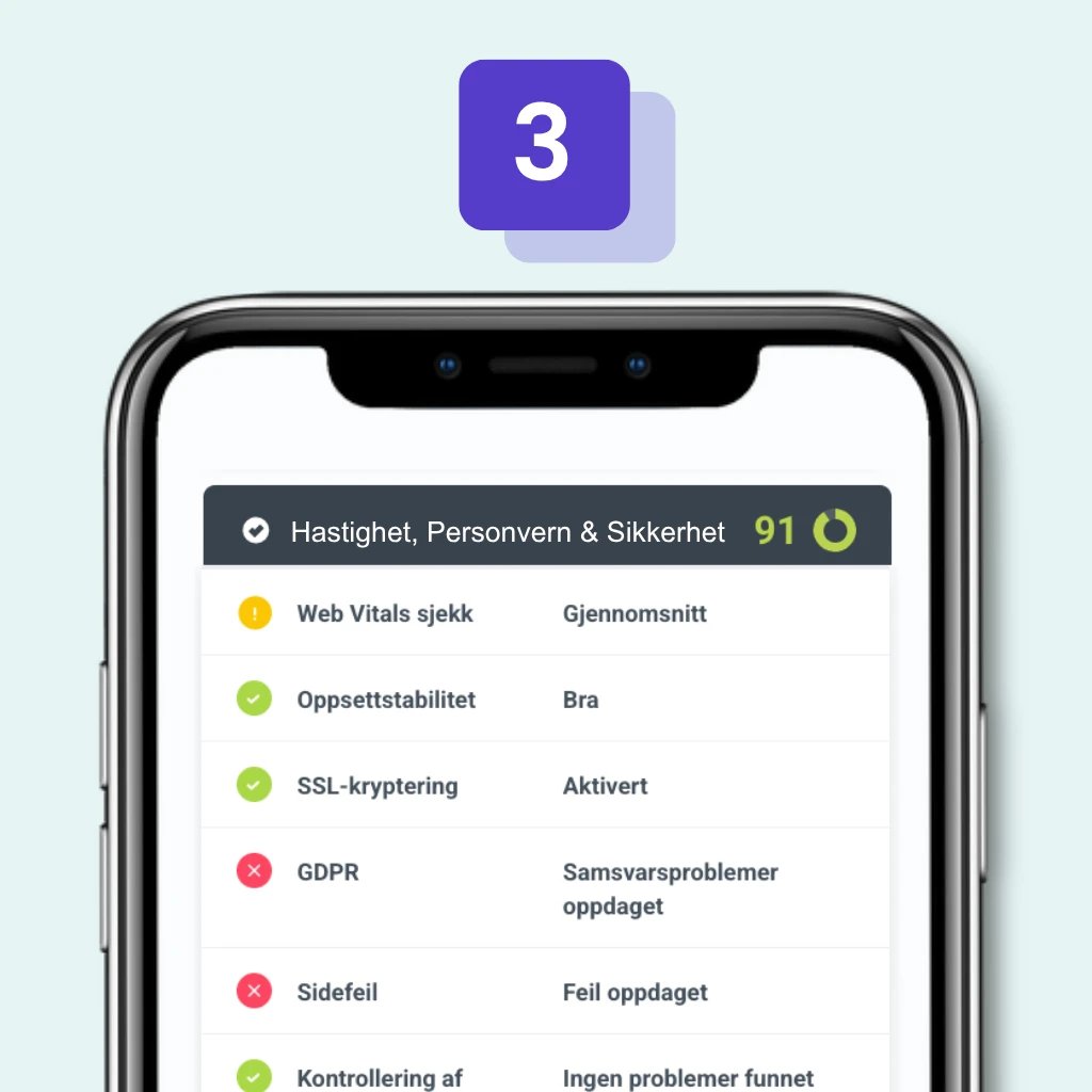 Hjemmesidesjekken: Hastighet, personvern & sikkerhet