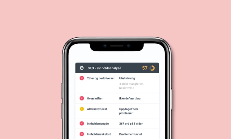 SEO innholdsanalyse – bilde av en telefon med tall og tekst.