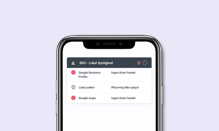 SEO lokal synlighed – billede af en telefon med tal og tekst.