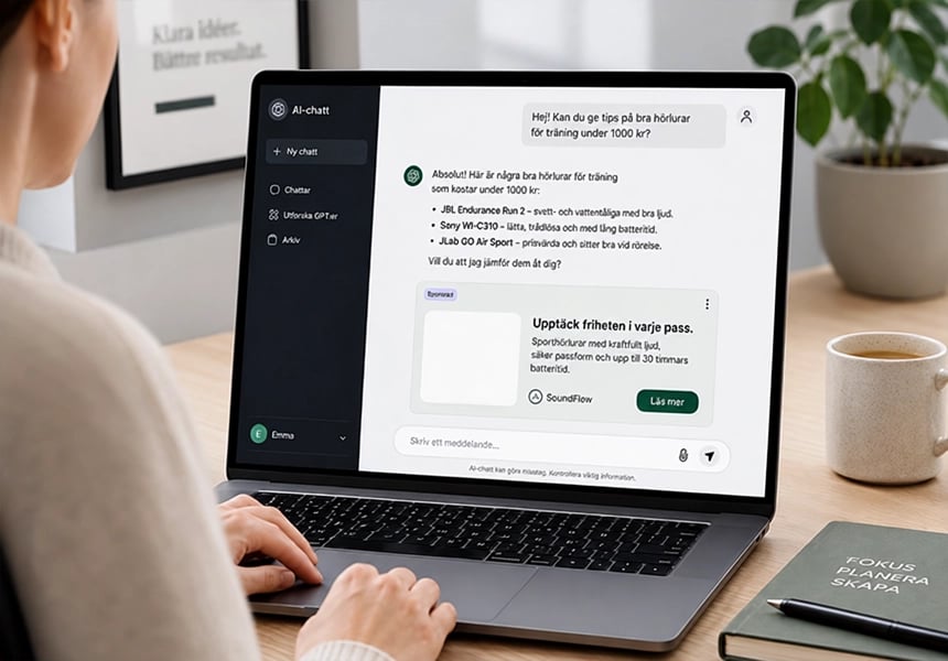 Person som får fram ChatGPT ads i sitt svar på frågan.